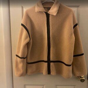 Tan Teddy jacket with Black detailing